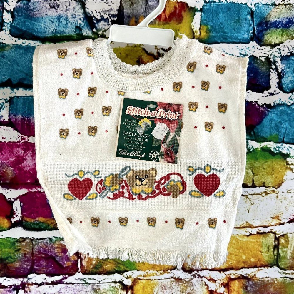 NOS Charles Craft Honey Bear Stitch a Print Cross Stitch Pre Printed Design